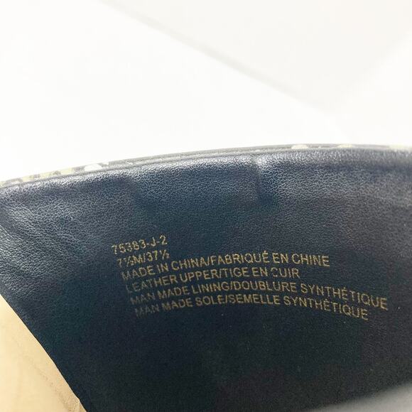 Snake embossed peep toe mules, womens 7.5 python pattern chain trim chunky heels - Picture 8 of 11